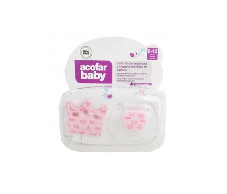 Acofarbaby Cadenita Y Chupete Silicona Simetrico Rosa 6-12M