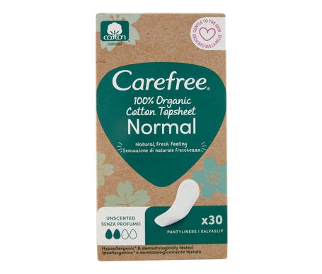 Carefree Organic Cotton Topsheet Normal Salvaslip 30uds