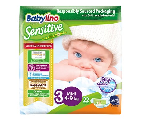 Babylino Sensitive Pañales T3 4-9K 22uds