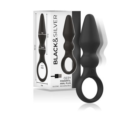 Black&Silver Wells Plug Anal Silicona Control Remoto 1ud