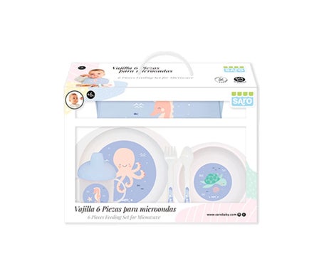 Saro Baby Ocean Life Kit Cubiertos de Microondas