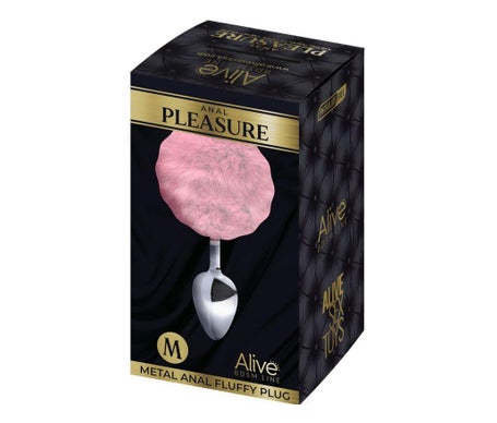 Alive Anal Pleasure Plug Liso Metal Pompón Rosa Talla M 1ud