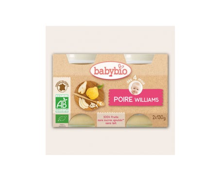 Babybio Organic Pear Jars en 4 meses 2x130g