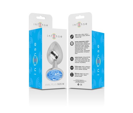 Intense Plug Anal Metal con Cristal Azul Talla M 1ud