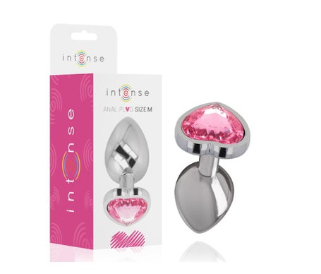 Intense Anal Plug Corazón Cristal Rosa Talla M 1ud