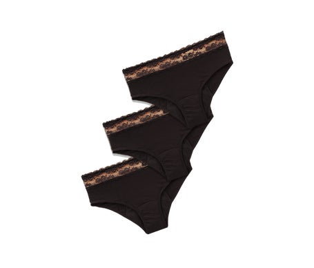 FreeU Pack Bragas Menstruales Lavables Lola Negro M 3uds
