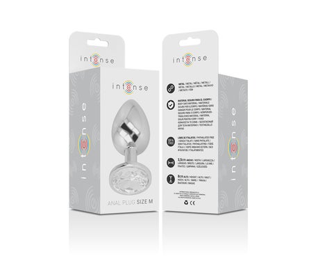 Intense Plug Anal Metal con Cristal Plata Talla M 1ud