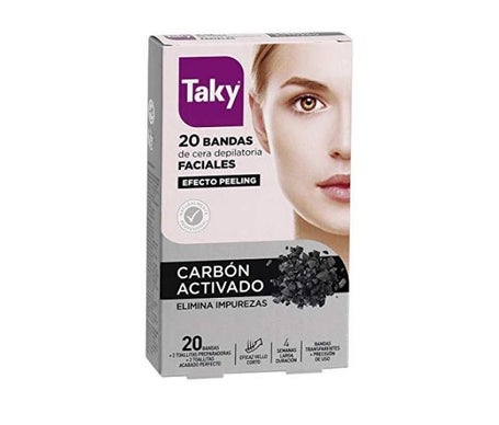 Taky Carbon Activado Bandas Cera Faciales Depilatorias 20uds