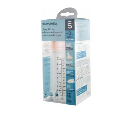 Suavinex Biberón Zero Zero Anticólico Flujo Medio 270ml +3m 1ud