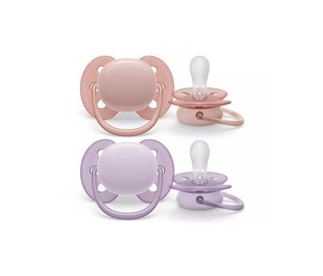 Philips Avent Ultra Soft Chupeta 0-6M Rosa Lilás 2 Unidades