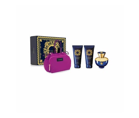 Versace Dylan Blue Pour Femme Set With Pink Bag 4uds