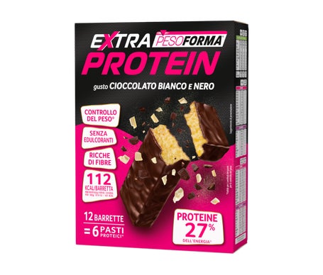 Pesoforma Extra Protein Barritas Chocolate Blanco y Negro 12uds