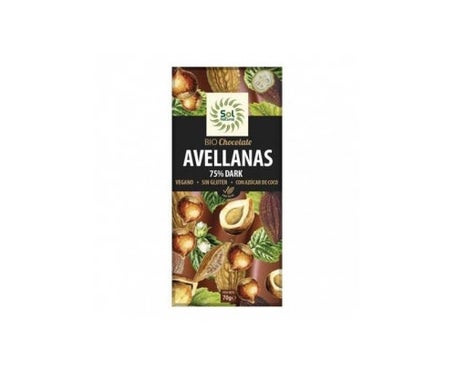 Solnatural Choco Negro 70% Avellanas Bio 70g
