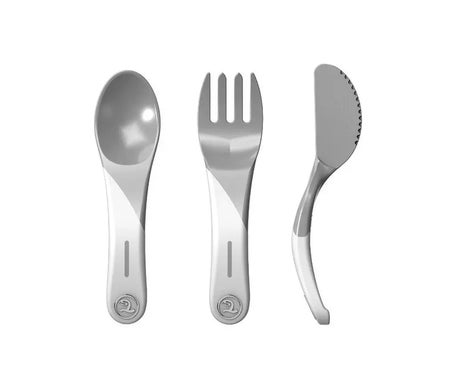 Twistshake Set de Cubiertos de Aprendizaje +6 Meses Gris