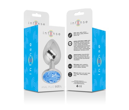 Intense Plug Anal Metal con Cristal Azul Talla L 1ud
