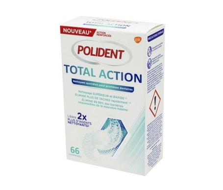 Polident Total Action Cleaner Dental Appliances Caja limpiadora de 66 comprimidos