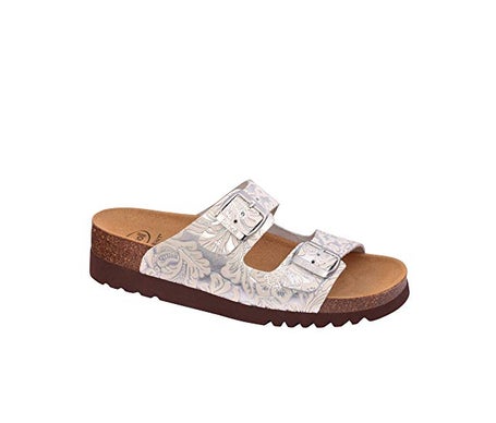 Scholl Regina Sandalia blanco plata talla 41