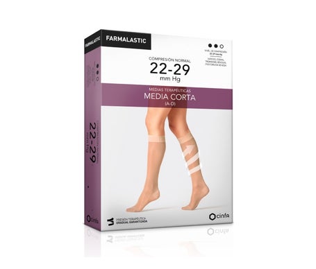 Farmalastic Media Corta (A-D) Compresión Normal T-Reina Plus Beige 1 Par