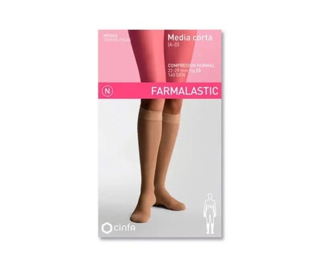 Farmalastic Media Corta (A-D) Compresión Normal T-Reina Plus Beige 1 Par
