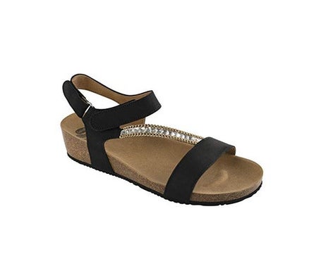 Scholl Sandalia Sbrilli Nubuck Perlas Negro Talla 36 1 Par