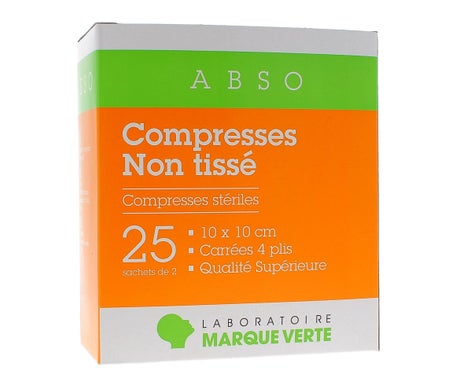 Marca Verde Compresas Absorbentes 1no Tejidas 10x10 cm Bolsa 25x2 uds