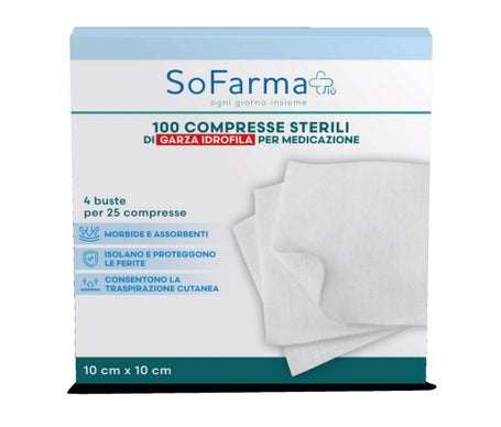 Sofarmapiù Compresas Estériles Gasas Hidrófilas 10x10cm 100uds
