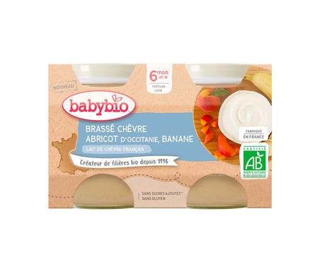 BabyBio Brassé Chèvre, Abricot, Banane 2 x 130g