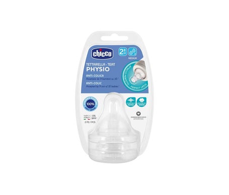 Chicco Tetina Wellbeing Silicona Flujo Medio 2M+ 2uds