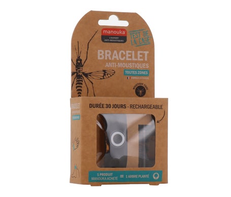 Manouka Pulsera Repelente de Mosquitos Adulto Negro 1ud