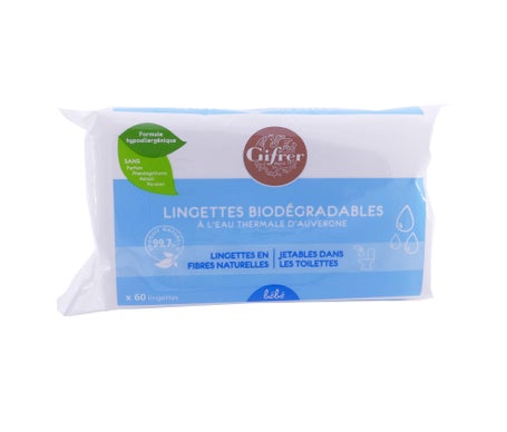 Toallitas biodegradables con bolsa de agua termal Auvergne de 60 toallitas