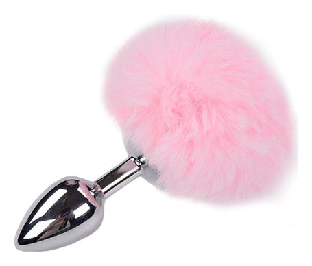 Alive Anal Pleasure Plug Liso Metal Pompón Rosa Talla L 1ud