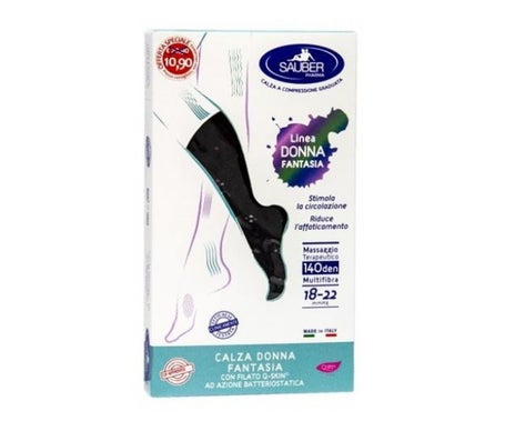 Sauber Qskin Mujer 140den Media Pop Geranio Negro S/M 1 Par