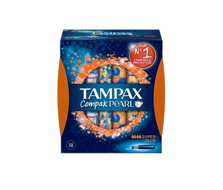 Tampax Compak Pearl Super Plus algodón 18uds