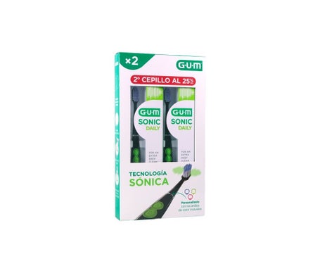 GUM Pack Sonic Daily Cepillo Eléctrico Negro 2uds