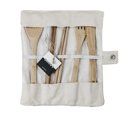Banbu Set Cubiertos Bambú + Funda 7uds
