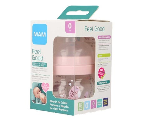 Mam Feel Good Biberon Cristal Rosa +0 Meses 90ml