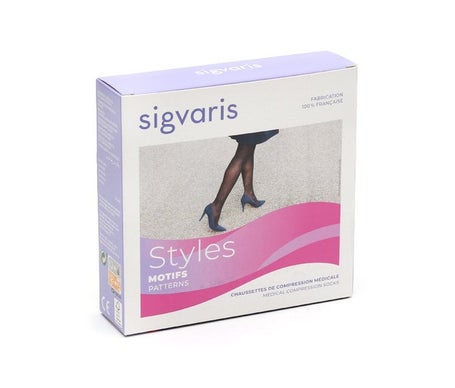 Sigvaris 2 Styles Calcetín Carreaux Negro Talla LN 1 Par