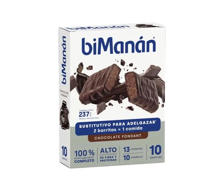 biManán Barritas Sustitutivas Sabor Chocolate Fondant 10uds