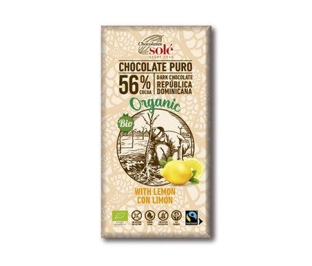 Chocolates Sole Chocolate Negro Vegano 56% con Limon 100g