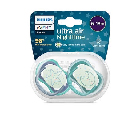 Philips Avent Ultra Air Nighttime Chupete Scf376/07 6-18M 2uds