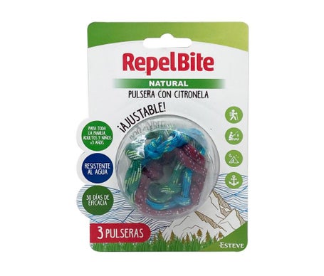 Repel Bite Natural Pulsera con Citronela Ajustable 3uds