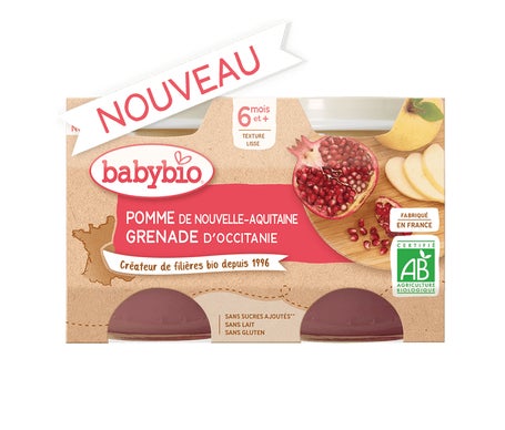 BabyBio® Pomme Grenade +6 Meses 2x130g