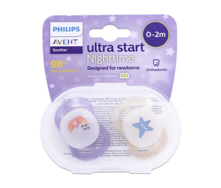 Philips Avent Ultra Start Nighttime Chupete Scf075/09 2 uds