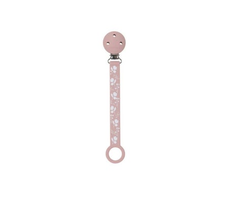 Nattou Corrente Chupeta Silicone Rosa Flores 1 Unidade