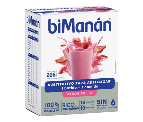 biManán Batido Sustitutivo Sabor Fresa 6uds