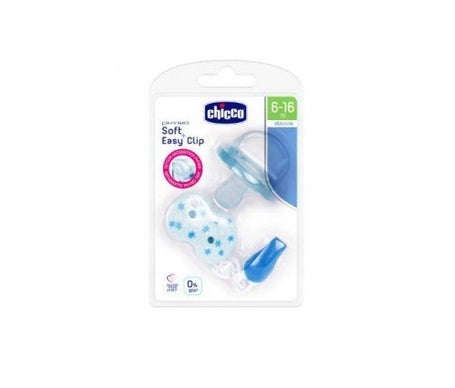 Chicco Pack Chupete Physio Soft Silicona 6-16m Con Clip Easy Azu