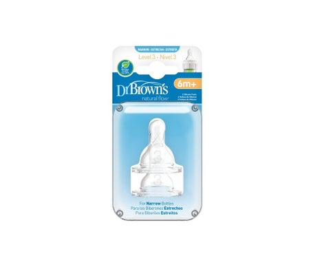 'Dr. Brown ''S Tetina Silicona Natural Estandar +6 Meses N3 2 uds'