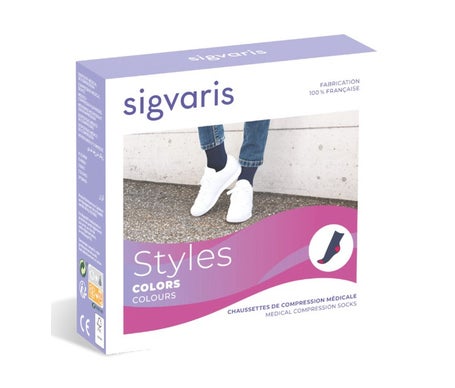 Sigvaris Style Color 2 Calcetín Mujer Negro y Turquesa M N 1 Par