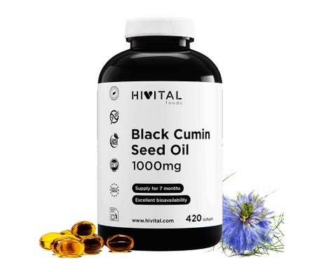 HIVITAL Aceite de comino negro 1000 mg 420 cáps blandas de Hivital Foods | Natural Doctor