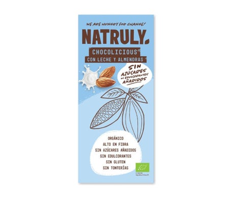 Natruly Chocolate con Leche y Almendras Sin Azúcar 85g